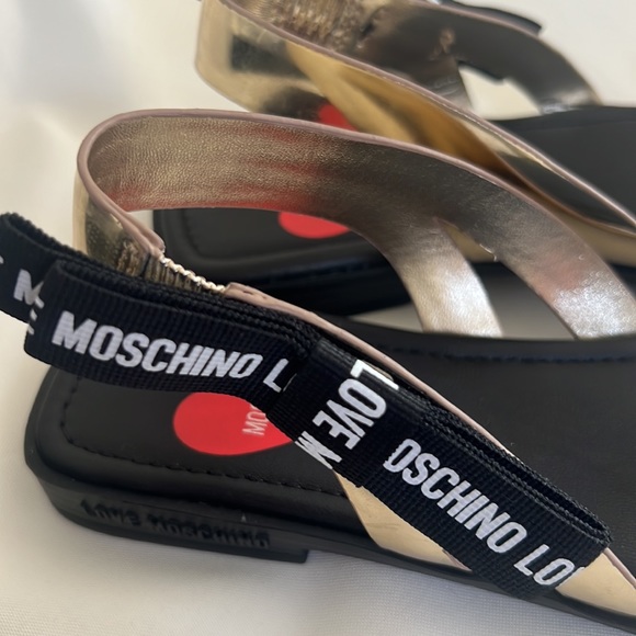 MOSCHINO flat sandals gold with ribbon - Picture 3 of 6